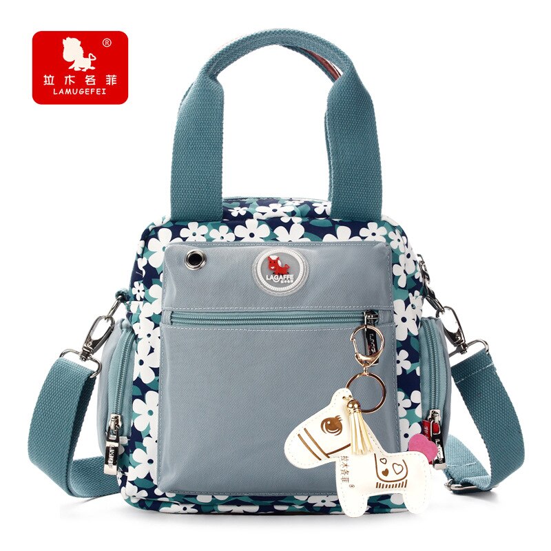 Nouveaux produits sac à couches de masse multi-fonctionnel maman et bébé sac femmes sac à bandoulière sacs imprimés de style coréen: Pear Blossom Blue
