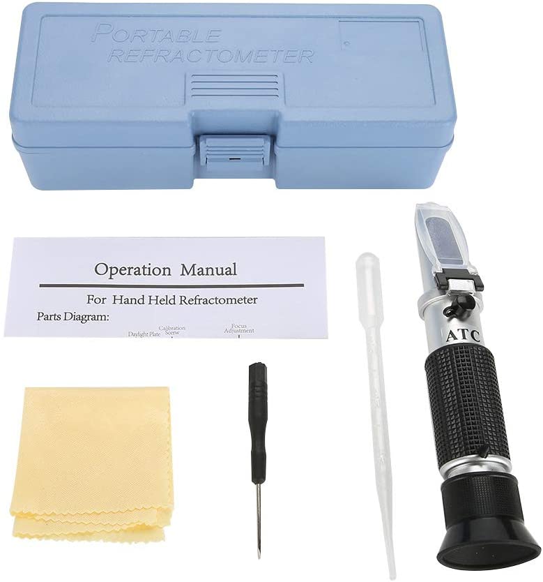 Brix Refractometer Hand Held Refractometers with Automatic Temperature Compensation for Sugar Content Measurement Brix Scale Ra: with plastic case