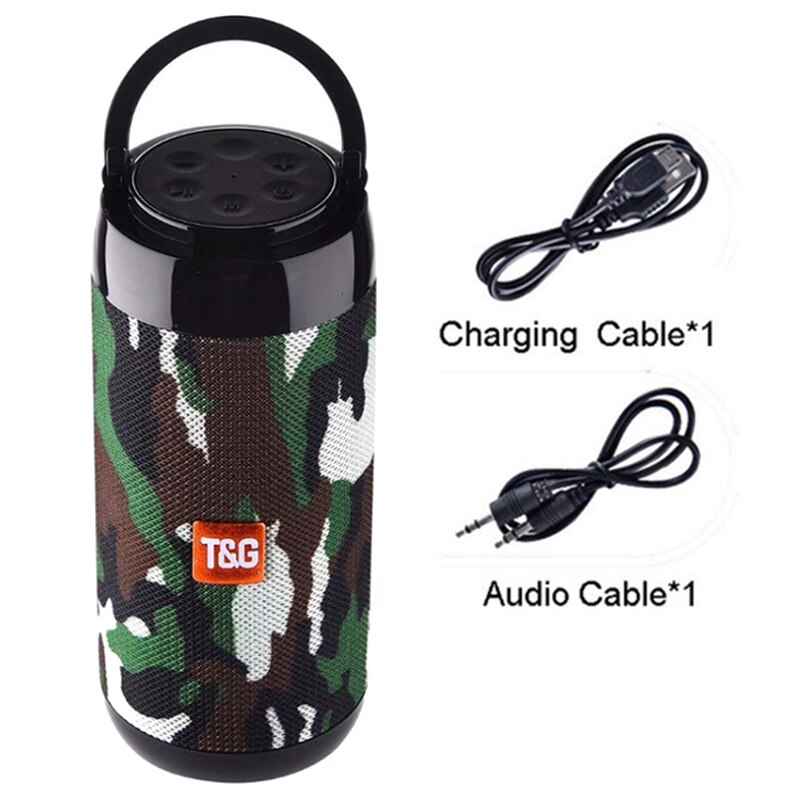 Bluetooth V5.0 Speaker Portable Ondersteuning Fm Radio, Subwoofer Kolom Draadloze Loundpeakers Met Telefoon Houder: Camouflage