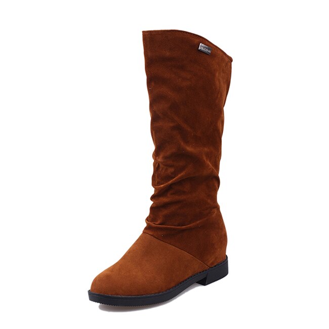 Vrouwen Winter Schoenen Knie Hoge Laarzen Plus Big Size Faux Suede Vrouwen Schoenen Winter Vrouwen Winter laarzen: Brown / 39