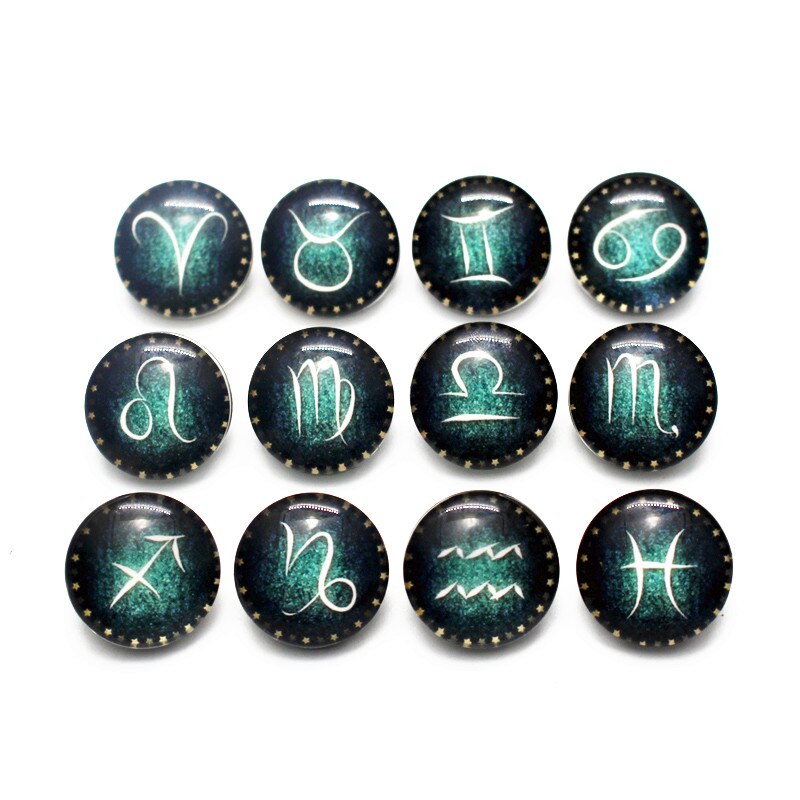 12 stuks/partij glas 12 sterrenbeeld drukknopen 18mm leren sluiting drukknopen armbanden drukknopen sieraden: 6