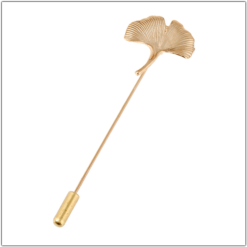 Broches simples de hojas de Ginkgo para mujer, accesorios, decoración de traje, broche de planta, insignia para hombre, alfileres largos de solapa, de amistad de: Color dorado
