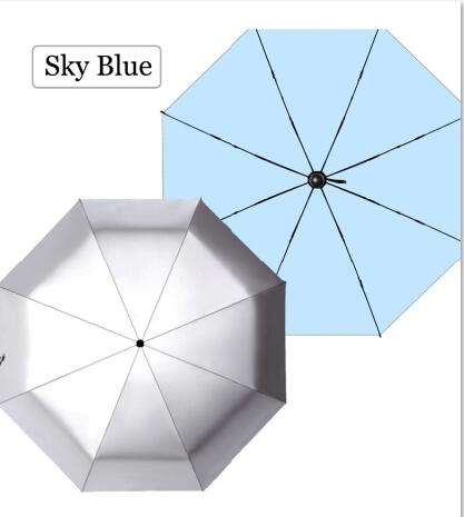Mini parasol regn kvinder parasol anti uv mini strand paraply mand bærbar lomme folde paraply vindtæt sombrilla playa: Himmelblå