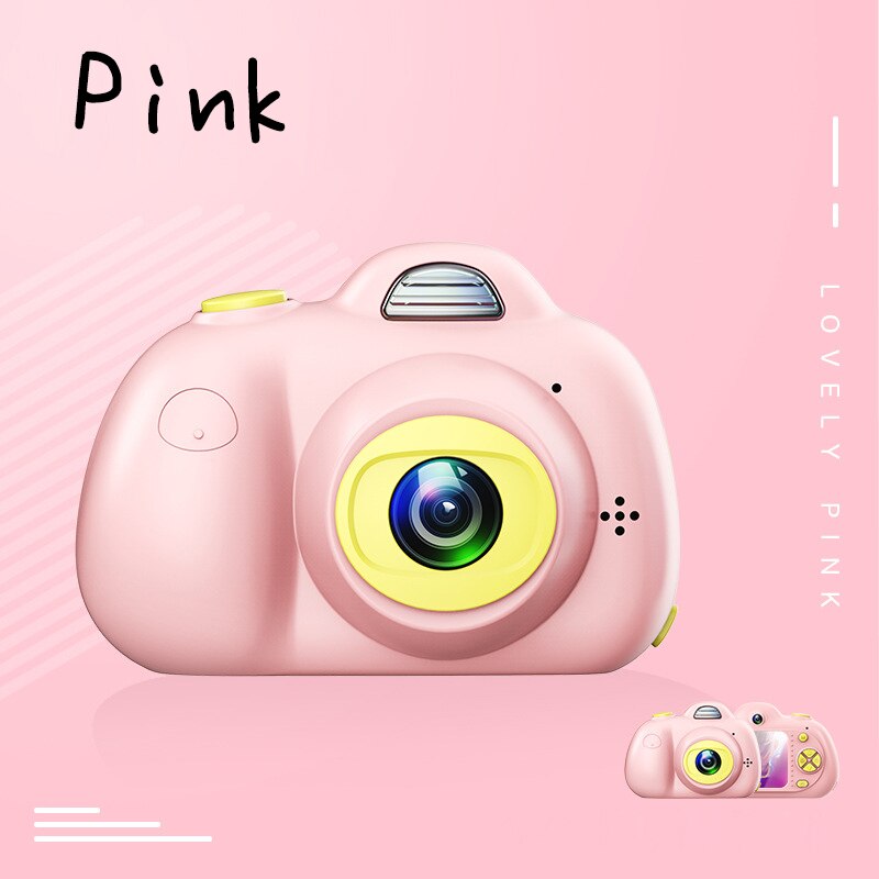 2 inch HD Screen Children Kids Digital Camera Cartoon Dual Sens 8MP 1080P HD Mini Photo Camera Video Camcorder Photography Cam: pink