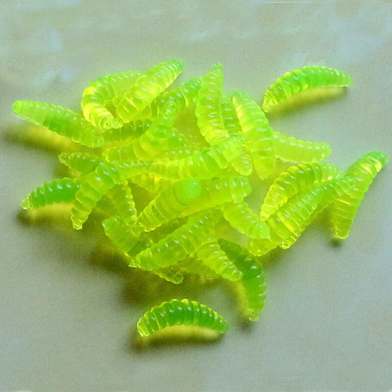 50/100 st 2cm maggot grub mjuka fiske bete krokar lukt maskar glöd räkor fisk beten parodi leksaker fiske mask leksak