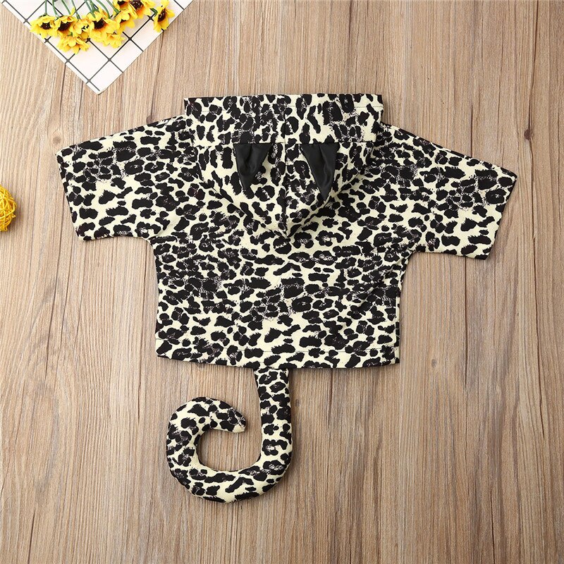 Kids Baby Boys Girls Clothes Long Sleeve Sleeve 3D Leopard Hooded Coat Jacket Warm Outwear Tops 6M-4Y