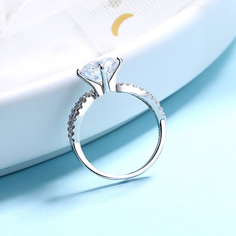 USTAR 1.25ct Round Cut AAA CZ Wedding Rings for women X-Shape gold/ engagement Rings Female Jewelry
