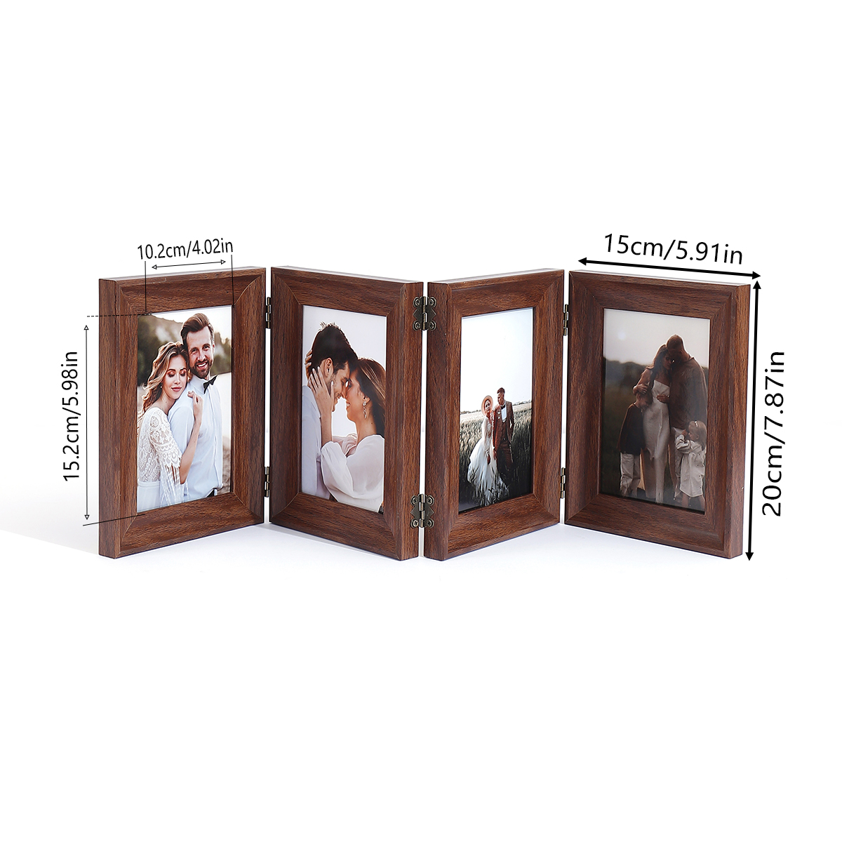 Vikbar Fotoram 4x6" - 4 Vikningar - Flera Foton - Bordsdisplay
