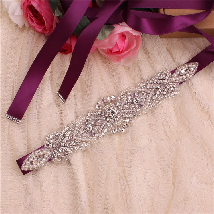Yjwsxf Bruids Riem Trouwjurk Riem Dames Riem Parel Avondjurk Riem Rhinestone Riem Accessoriessories: grape purple