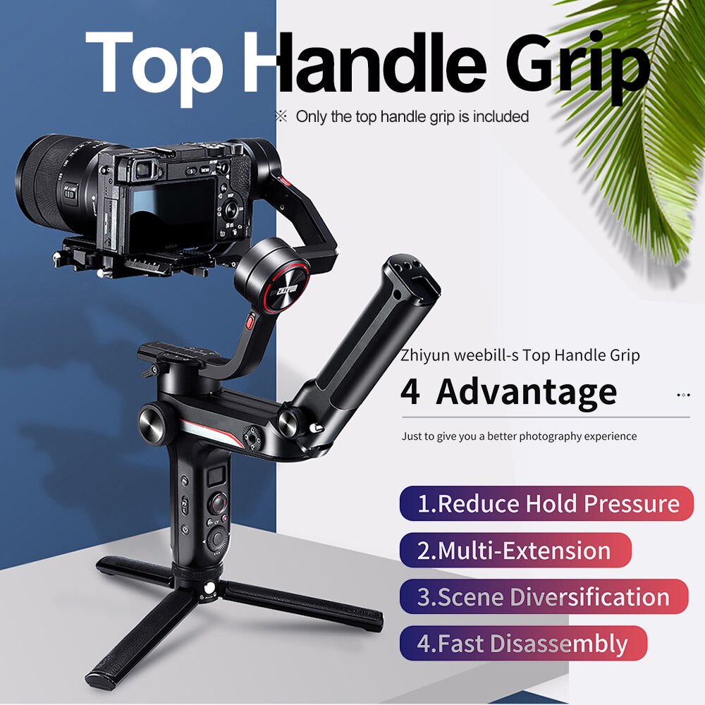 Gimbal Stabilizer Handle Hand Grip Extension Rod with Cold Shoe Mount 1/4" Screw Holes Aluminum Alloy for Zhiyun Weebill-S