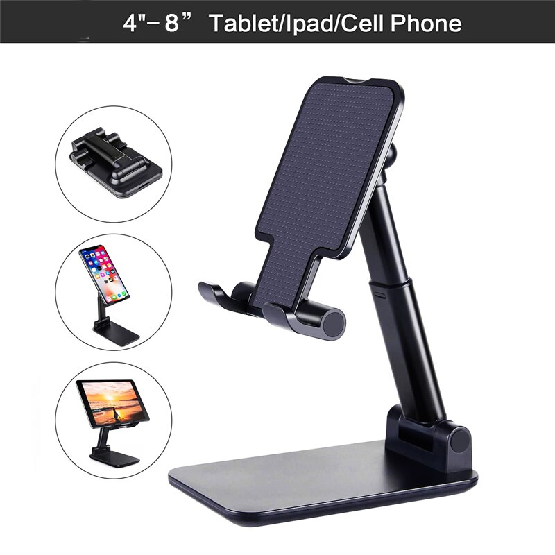 Smart Phone Desktop Tablet Holder Stand Cell Foldable Extend Desk Mobile Phone Support For iPhone iPad Samsung Huawei Xiaomi: T9 Black