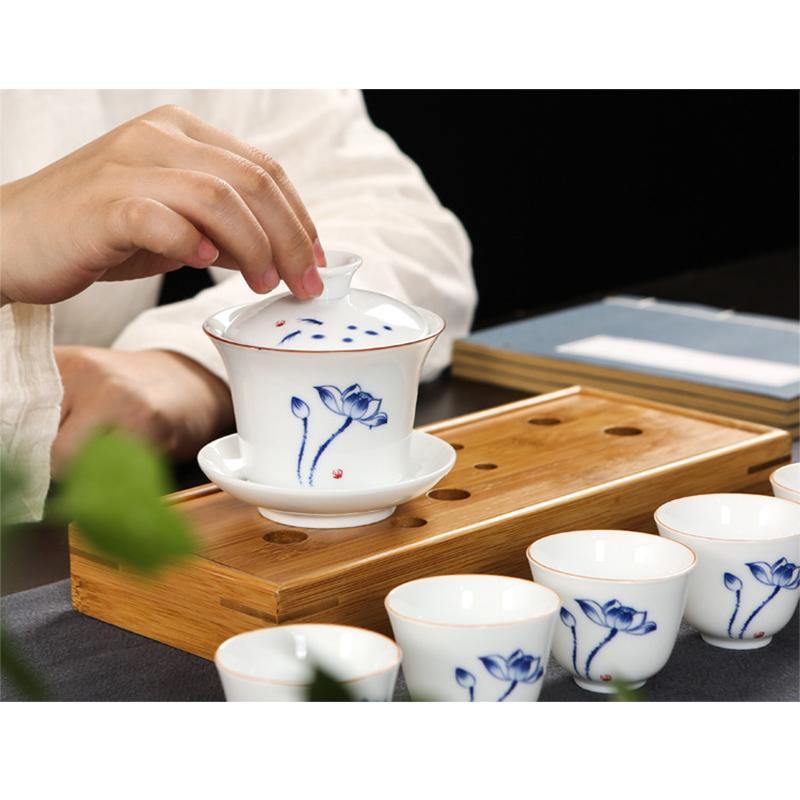 Keramisk gaiwan tesæt te terrin kinesisk kungfu tekopper porcelæn teskål ware terrin keramik tekopper tekander gai wan sæt