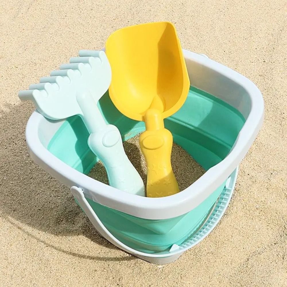 1 sæt strandvandslegespand strandsandlegetøj plastik bærbar strandspand legetøj letvægts skovl strandlegetøj sommer: Mørk khaki