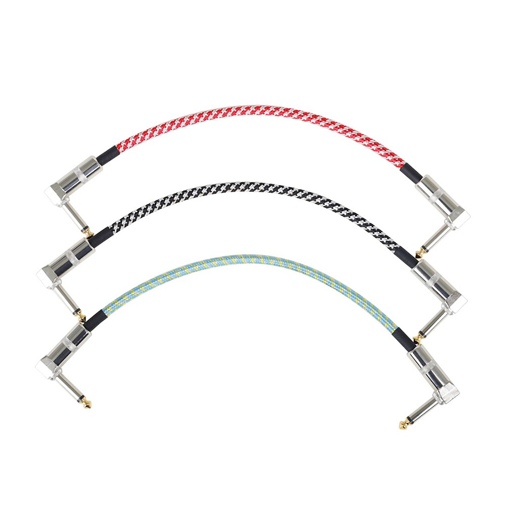 6.5mm Guitar Patch Cables Right Angle 33CM 1/4 Instrument Cables for Guitar Effect Pedals Three Color 3PC Insturment Guitar Bass