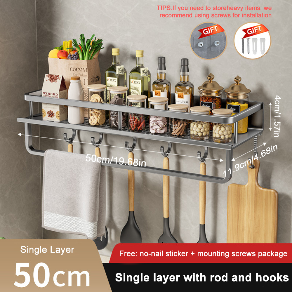 1/2 Stuks Geen Punch Kruidenrek Wandmontage Keuken Spice Organizer Met Haak Staaf Kruidenrek Spice Plank badkamer Keuken Plank: plum