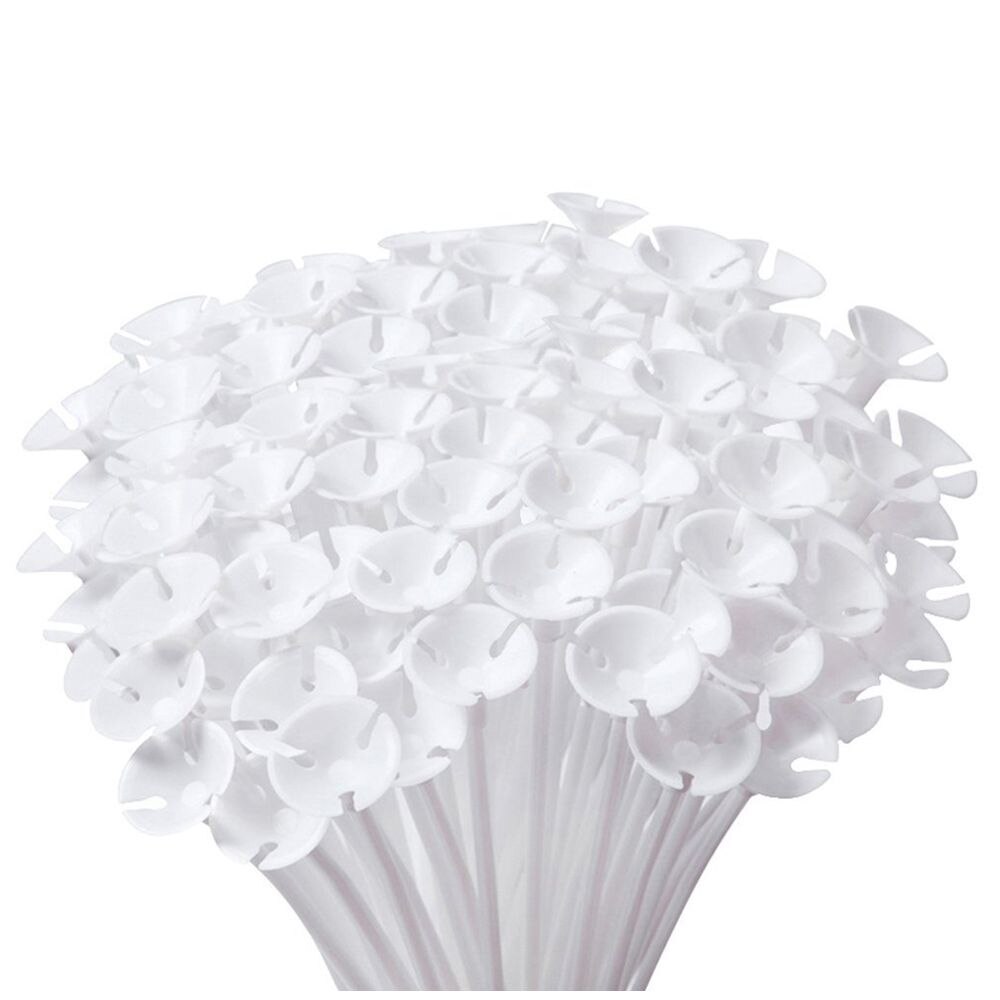 200 Pieces White Balloon Sticks Holders with Cups for Wedding, Party, Holidays, Anniversary Decor