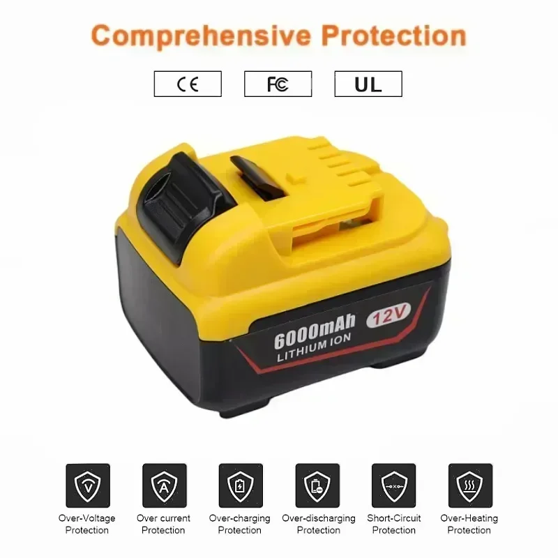 Aleaivy för dewalt 6.0ah ersättnings-dcb 120 litiumjonbatterier 12v 3ah dcb 123 dcb 125 dcb 124 dcb 122 dcd 710 elverktygsbatteri