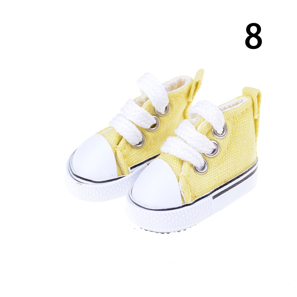 1 par de zapatos de lona para muñeca de Mini zapatos de juguete zapatillas de muñeca para accesorios de muñecas rusas 5cm: yellow