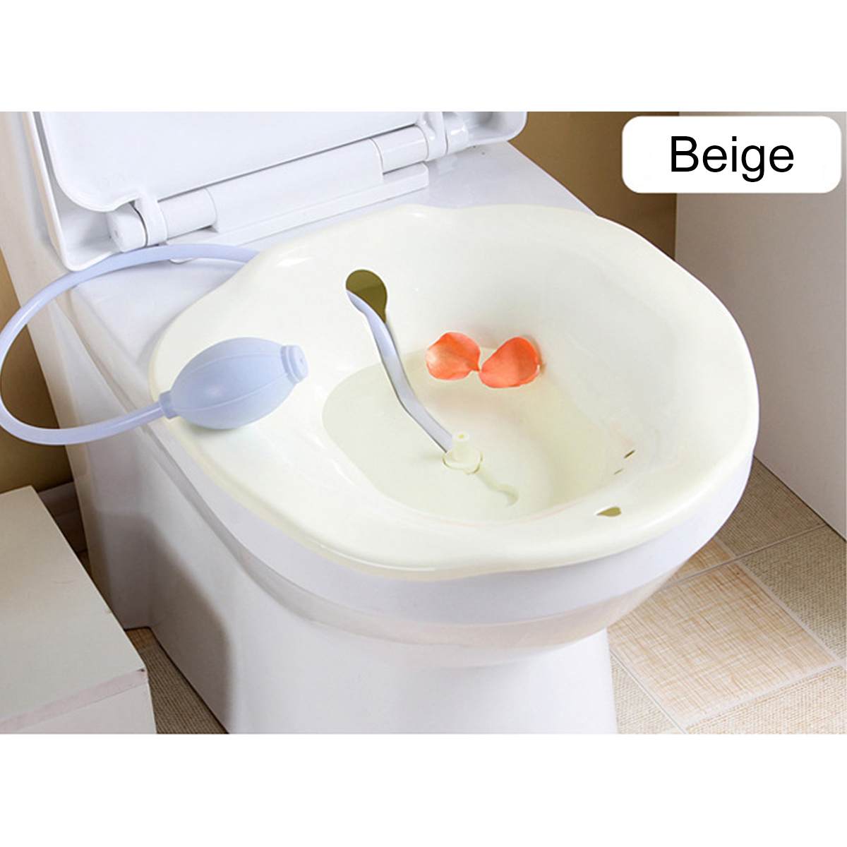 Bærbar 2.5l bidet sitz badekar babysygeplejeboks kit postpartum hæmorroide vaskesprøjte på toilet: Beige