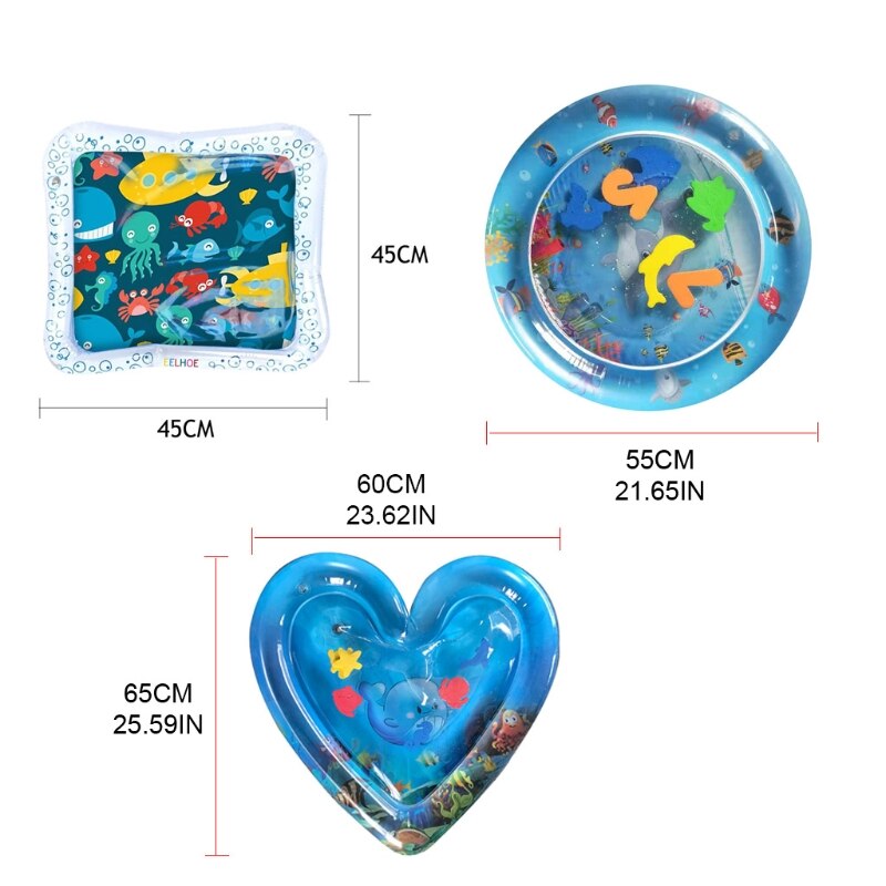 17/21/25inch Baby Water Mat Garden Water Pad Circle Square Heart Swimming Pool Baby’s Party Favor Sets Outdoor Games