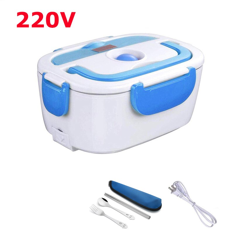 Elektrische Lunch Box Edelstahl 12V 24V 220V Auto Hause Schule Mahlzeit Lebensmittel Wärmer Container Heizung Bento box Für Picknick Camping: 220V Blue