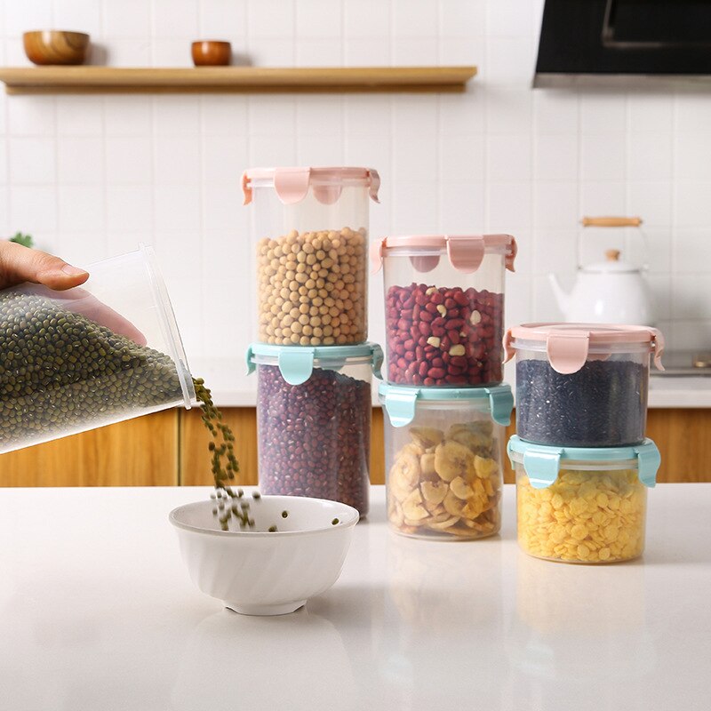 Transparent Plastic Sealed Jar Refrigerator Fresh-Keeping Jar Kitchen Grain Storage Box Food Storage Jar