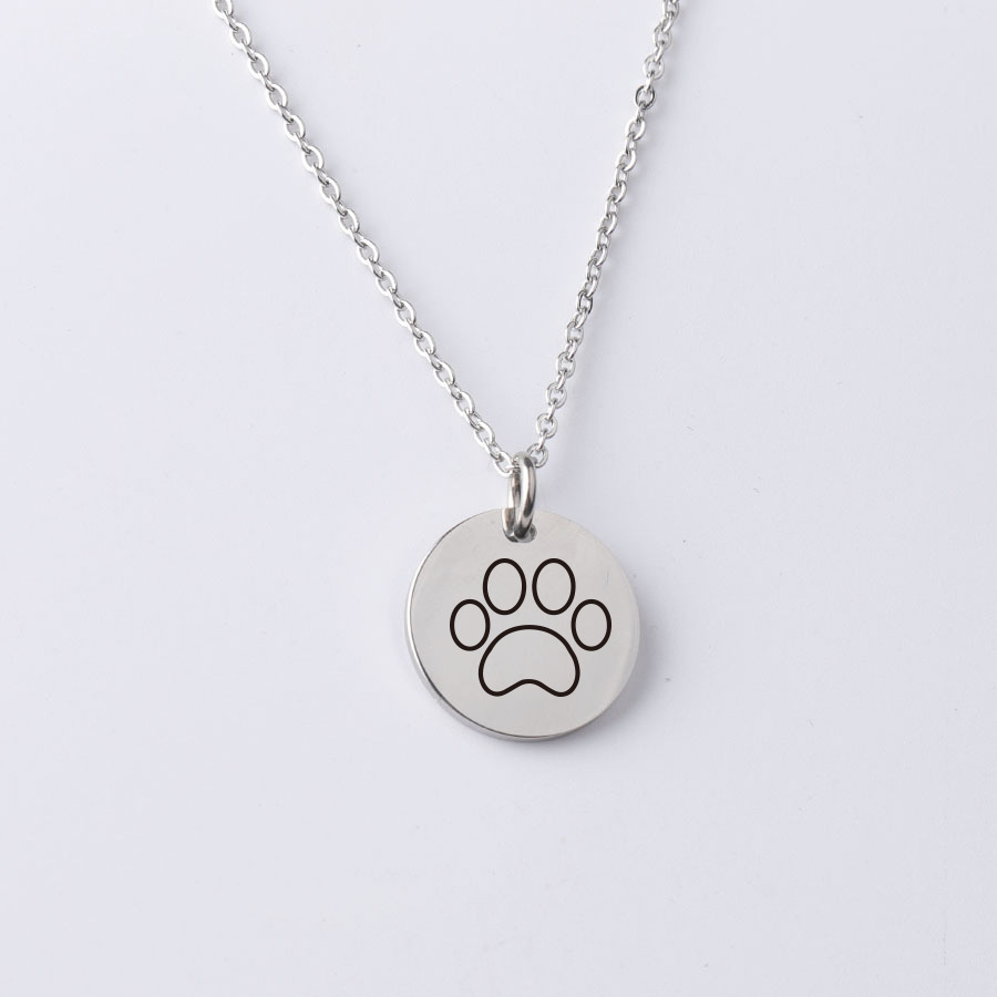 Zilver Kleur Leuke Dierlijke Voetafdrukken Hond Kat Voetafdrukken Poot Kettingen Vogel Hand Hangers Vrouwen Rvs Sieraden: Black Gun Plated