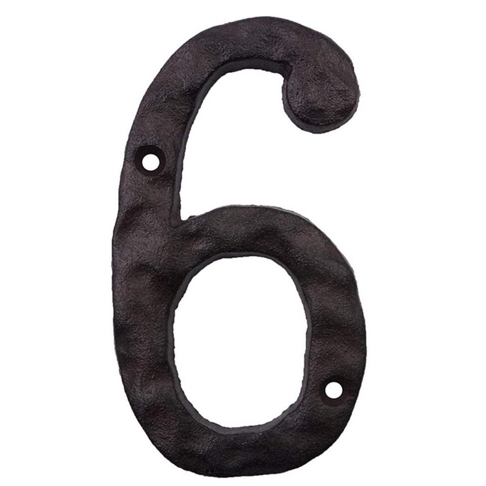 Wall Mounted 8cm Cast Iron Metal Door Number Sign House Number Digits for Hotel Apartment Home Street Garden Outdoor DIY Decor: Number 6