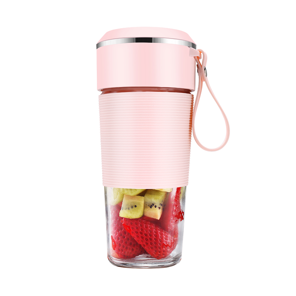 Juice Cup 300mL Mini Personal Portable Cordless Juicer Cup Smoothie Maker with USB Charging for Office Travel: Pink