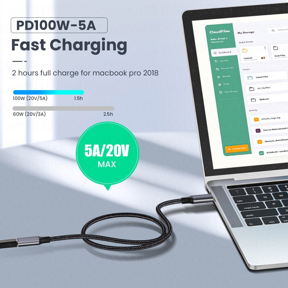 5A USB C Male to Female 10Gbps Gen2 USB 3.1 Extension Data Quick Charging Cable Extender Cord For Macbook Laptop Samsung