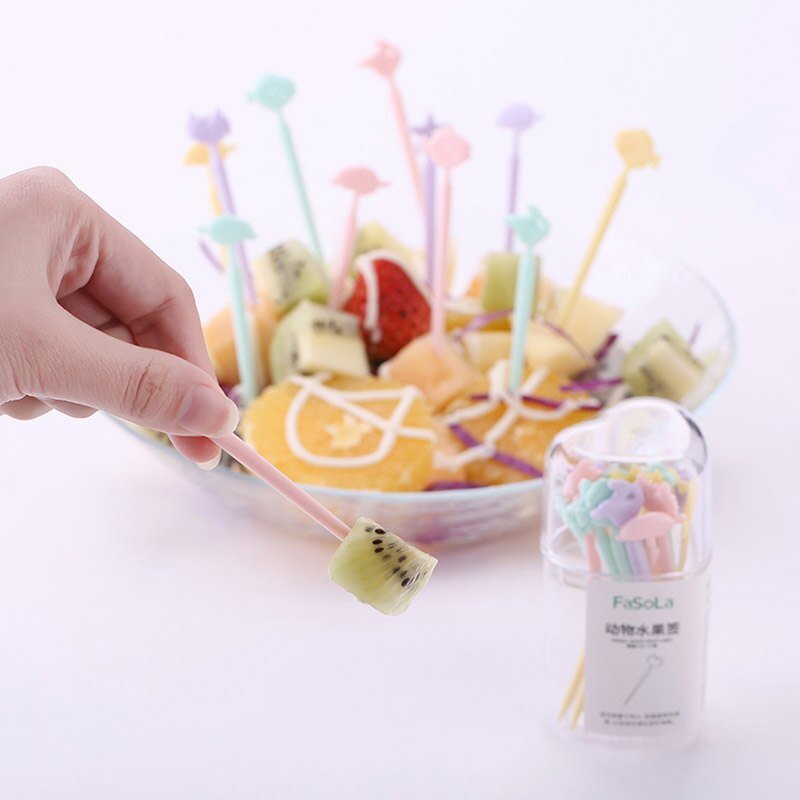 Dessert matgaffel 1 sett for barn snacks søt benthos multifunksjon mini fruktgafler abs plast blanding farge festdekor