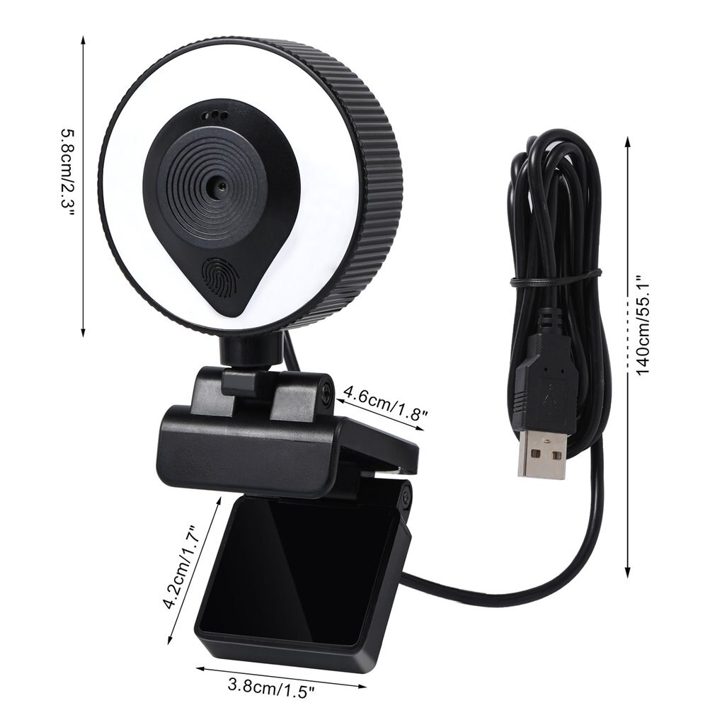 W20 1080P Usb Met Touch Dimmen Computer Meeting Live Verlichting Camera Autofocus Webcam 360 Graden Full Rotatie