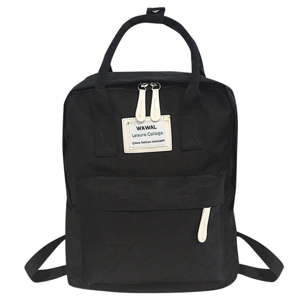 Koreaanse Stijl Canvas Rugzak Voor Vrouwen Simple Mode Rugzak Leisure Schooltas Tote Voor Tiener Meisje Schouder #35: Black