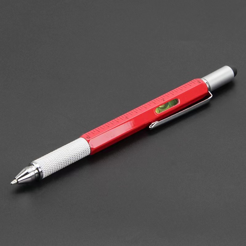7-in-1 Multi-Kugelschreiber mit modernem Handwerkzeug messen technische Lineal Schrauben dreher Touchscreen-Stift Wasserwaage Werkzeuge: Weiß