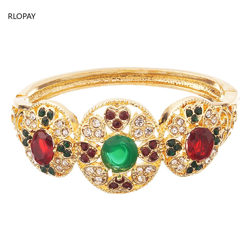 Marokkaanse Hart Vorm Goud Kleur Metalen Armbanden Voor Vrouwen Kleuren Strass Armbanden Armbanden Sieraden