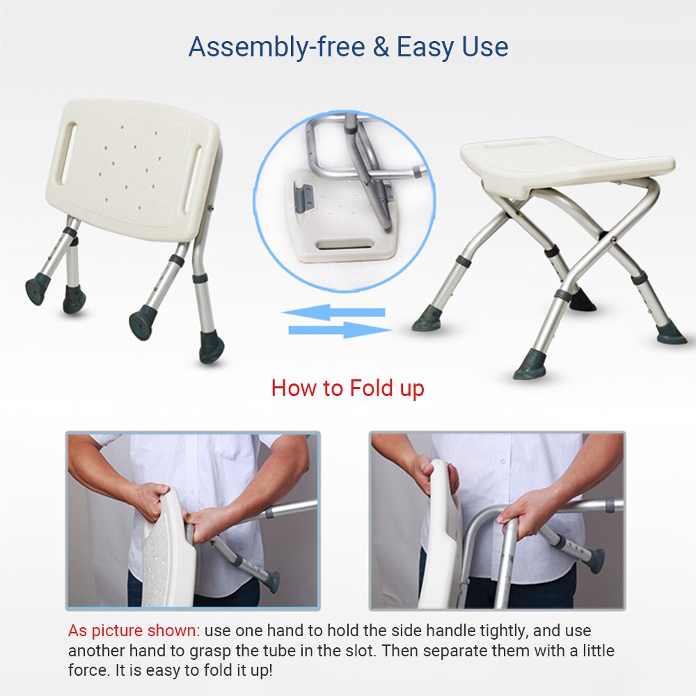 HOMCOM Adjustable Shower Stool With Foot Pads For Elderly Disabled Purple - View #4