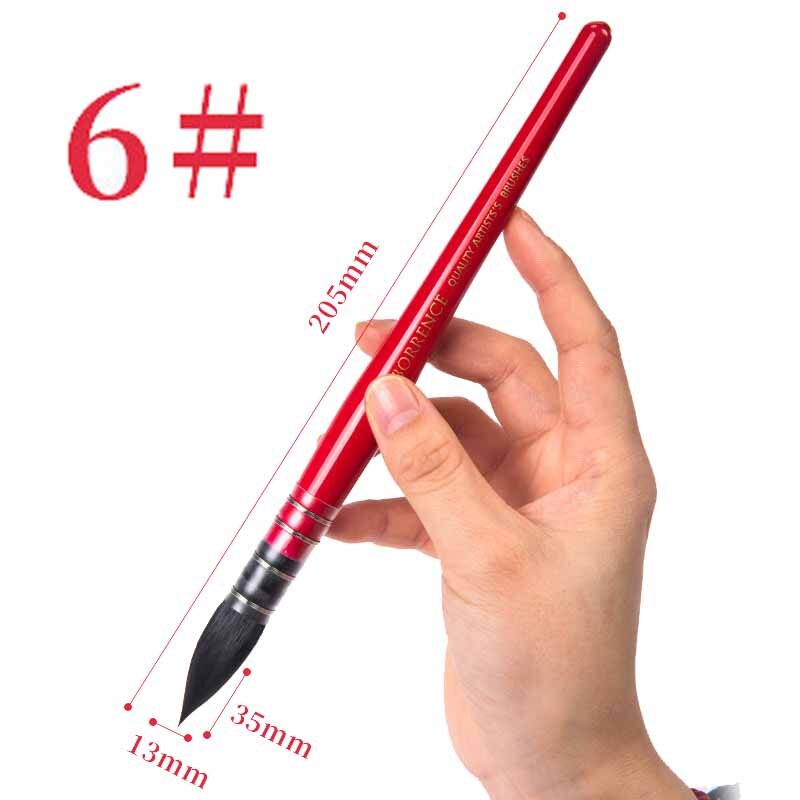 Round Squirrel Hair Watercolor Paint Brushes Set Handmade PaintBrush for Art Painting Gouache Wash/Mop Acrylic Brush Supplies: 6
