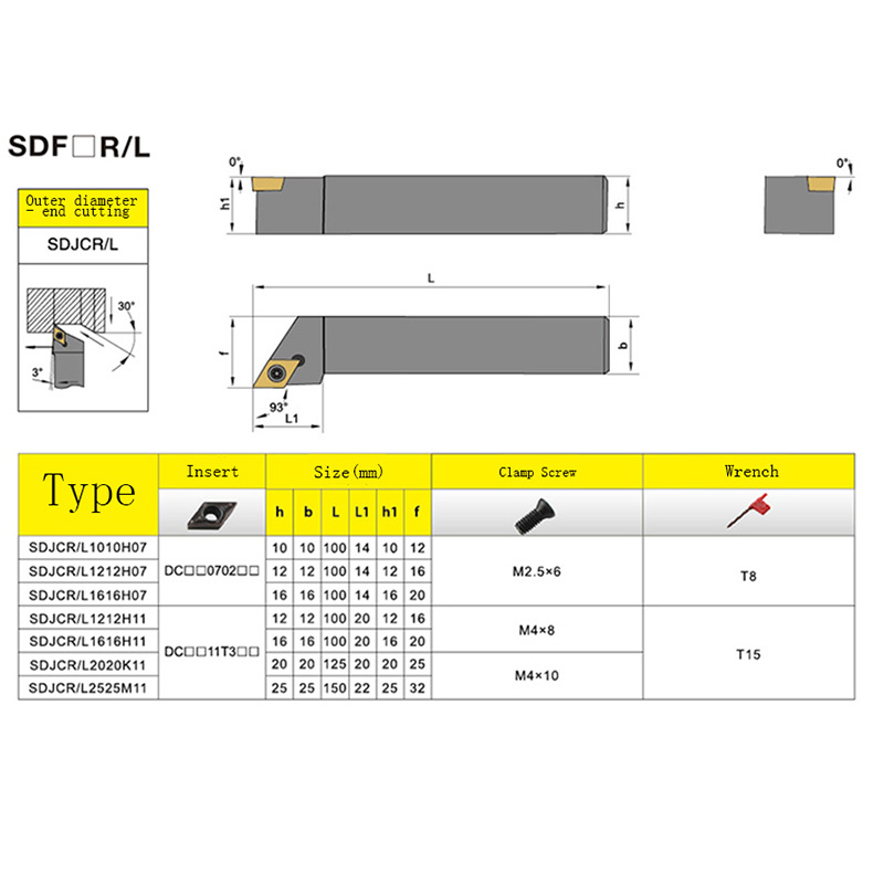 WALTETAP CNC turning tool finishing with turning tool bar SDJCR SDJCL 1010 1212 1616 2525 H07 H11 K07 K11 M11
