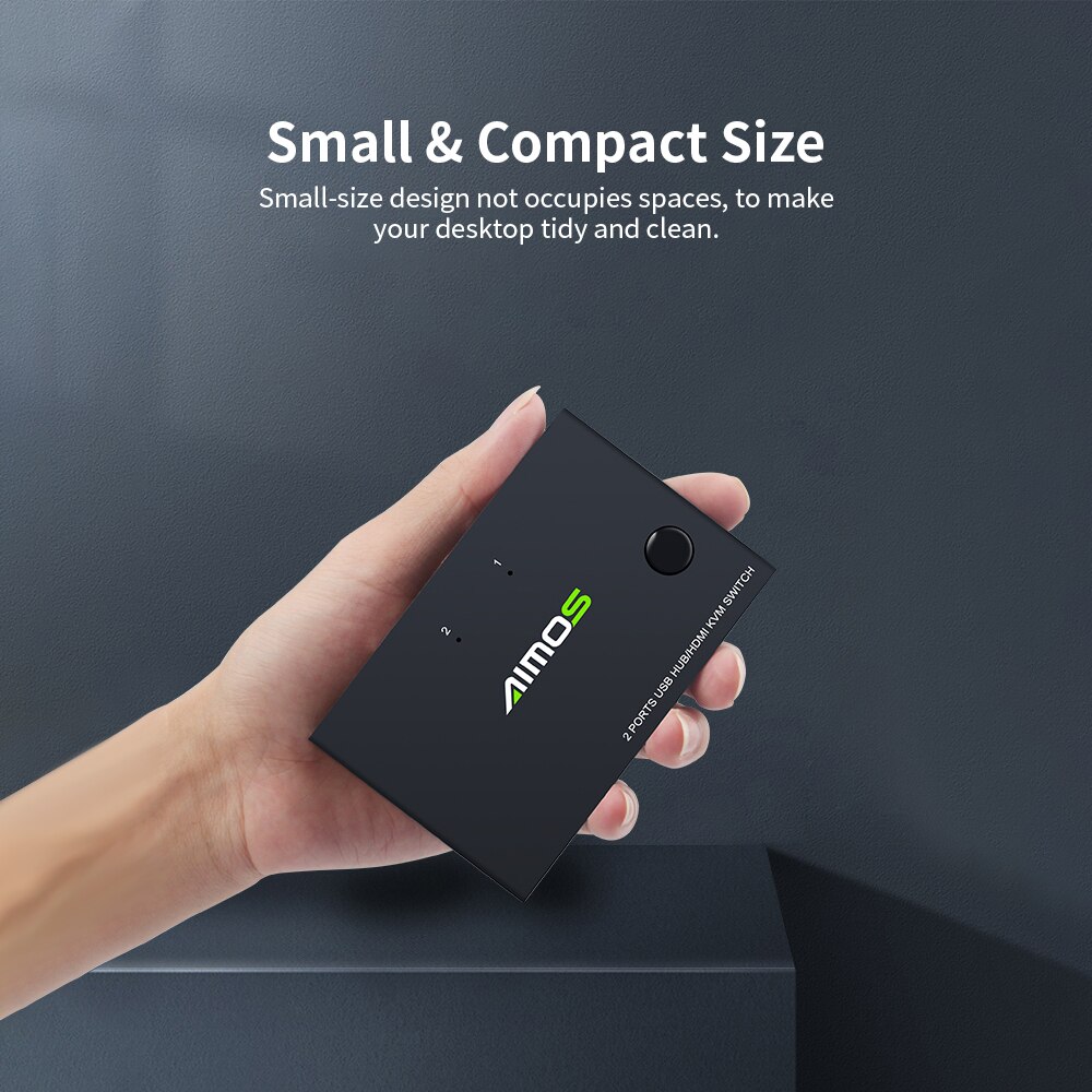 AIMOS Switch AM-KVM201CC 2-Port HDMI KVM Switch Support 4K*2K@30Hz HDMI KVM Switcher Keyboard Mouse USB KVM Switch