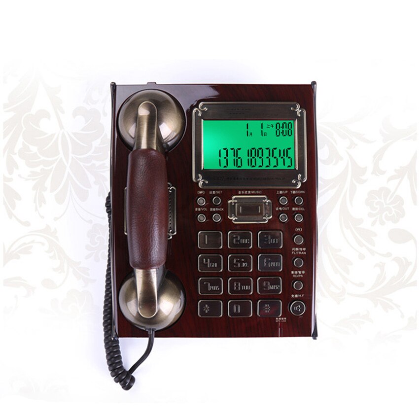 Telefone com identificação de chamadas, função de relógio de alarme, mostramento confidencial europeu antiguidade telemóvel vintage para casa: Redwood