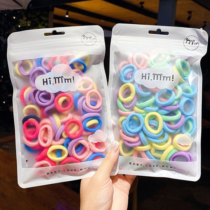 50 pz/set fasce per capelli elastici per bambini colore della caramella corde per capelli per bambini dolce principessa neonata bambini bambini elastico titolare coda di cavallo
