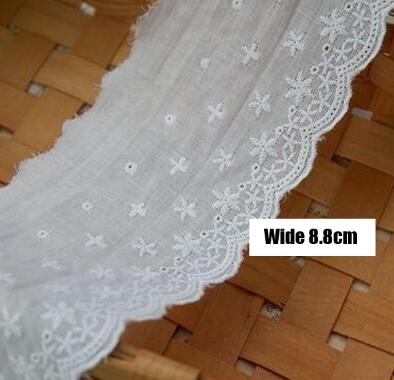 Hvid bomuldsbroderi blomst blonder stof trim bånd diy syning brude applikation krave guipure kjole bryllup indretning: Hvid 2