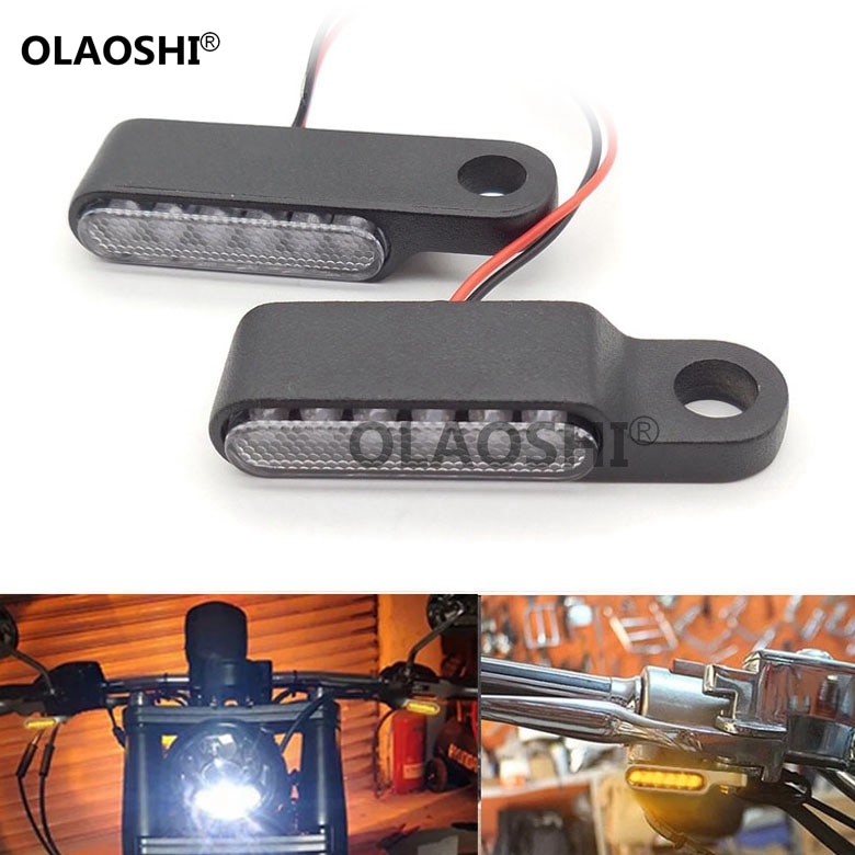 2 sztuk E24 motocykl kierownica robić skutera migacz bursztynowy lampa mini wskaźniki światło światło kierunkowskazu doprowadziło czarny aluminium wyczyść/dym