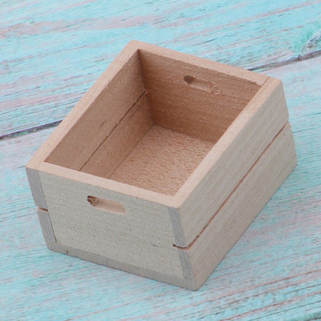 Poppenhuis miniatuur ( 1/12 schaal) van hout, opbergdoos voor groenten