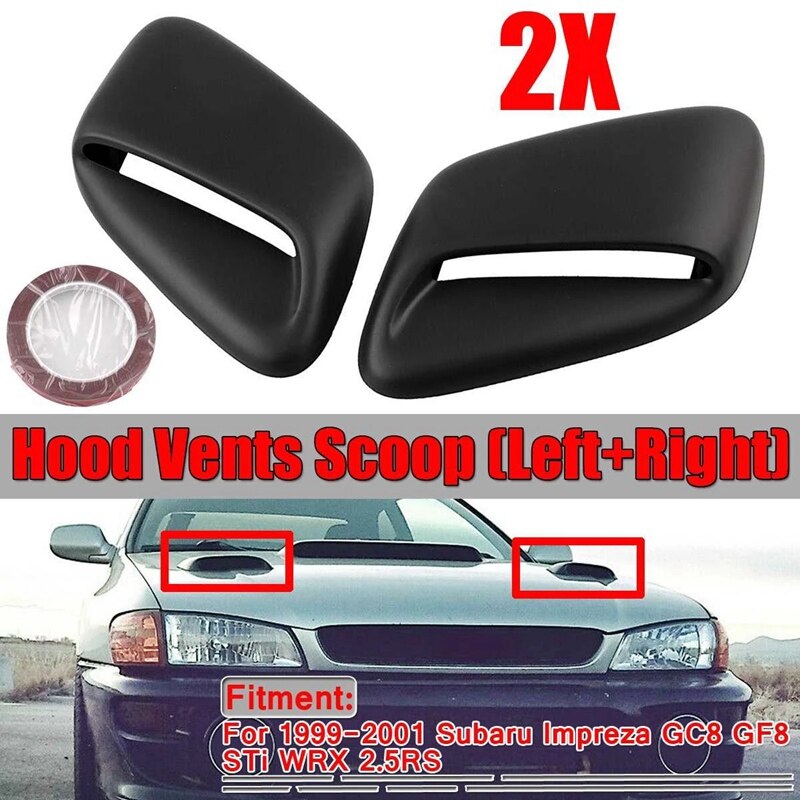 2X prese d'aria per cofano auto flusso d'aria tavolozza di aspirazione ventilazione copertura nera per Subaru Impreza GC8 Sti WRX 2.5RS, 1999 2000 2001: Default Title