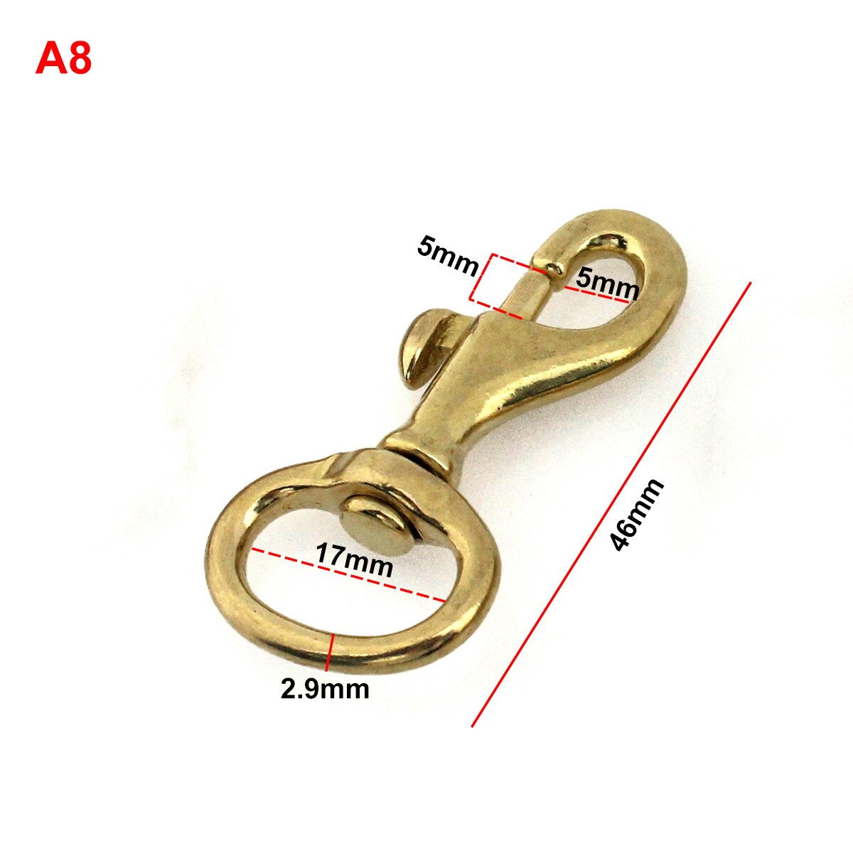 Solid Brass Trigger Swivel Eye Bolt Snap Hook For webbing Leather Craft Bag Strap Belt Hook Clasp Pet Dog Leash Clip: 8