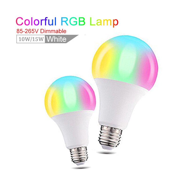 15W Bluetooth Smart Bulb LED 5W 10W RGB Magic Lamp E27 Color Change Light Bulb Smart Home Lighting Compatible IOS/Android