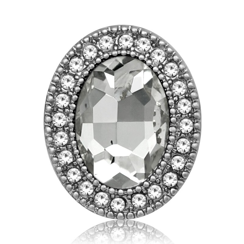 Mooie strass ovaal 20mm drukknopen passen op 18mm drukknopen armband drukknopen sieraden: Kz3438- kristallen