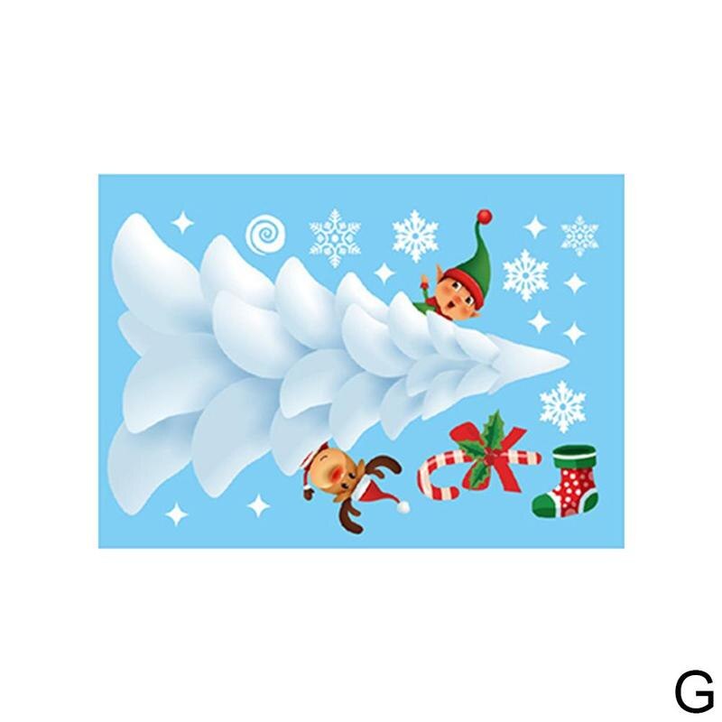 Kerststickers muurstickers statische stickers raamstickers kerstman eland vitrinekast: G