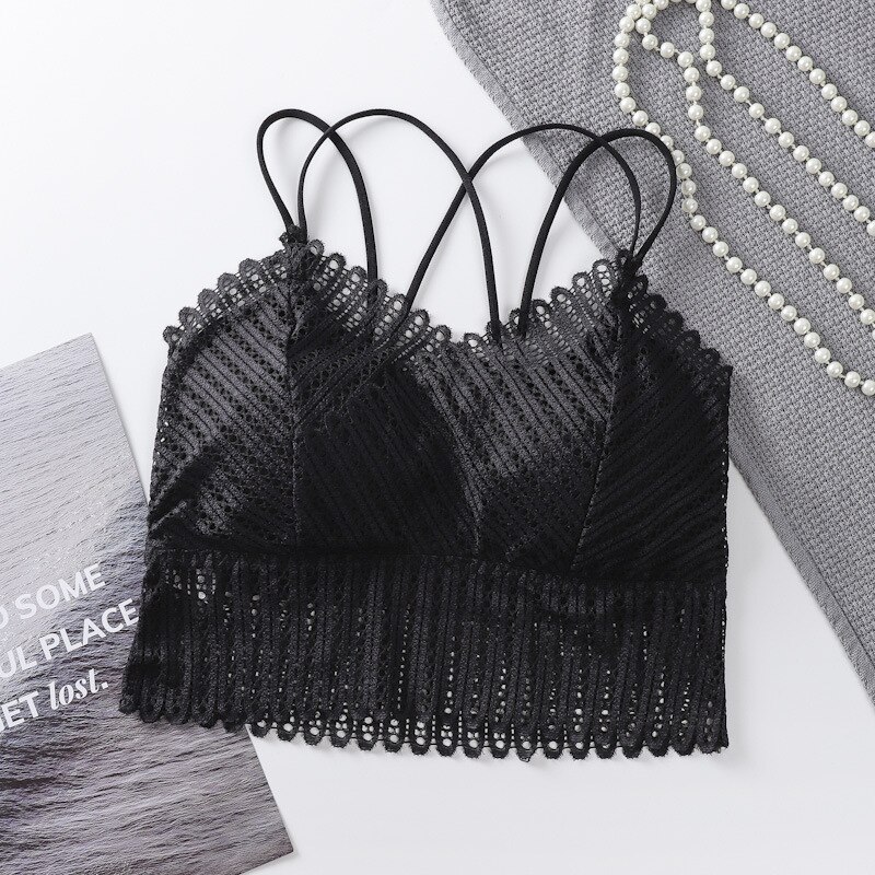 Wireless Seamless Bra Push Up Bralette Full Cup One Piece Padded Brassiere Cross Back Straps Fitness For Women Intimates dulasis: black